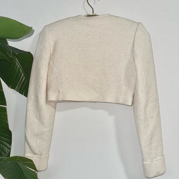 NWT Zara Cream Textured Cropped Jacket Gold Buttons Bloggers Fave Womens Size M - Picture 11 of 11